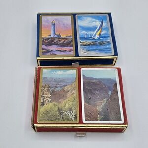 Vtg 2 Boxes 4 Sets Colors Lake Ships Ocean Mountains Congress Playing Cards